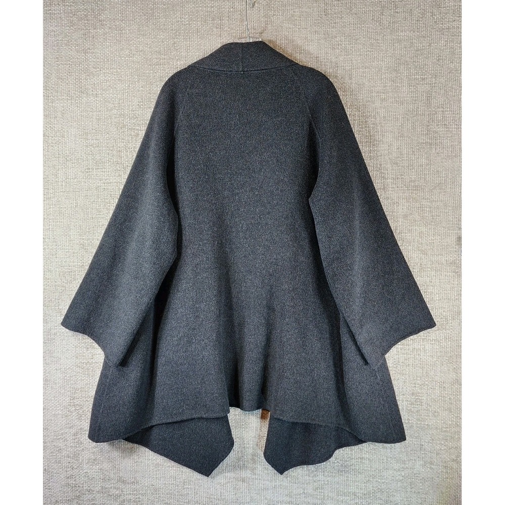 Eileen Fisher Boiled Wool Open Front Shawl Collar Coat Womens L Charcoal Nice! - Picture 5 of 13